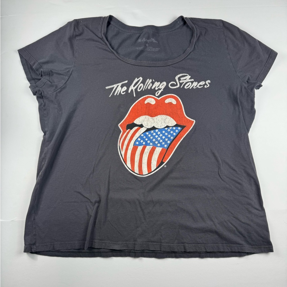 Vintage The Rolling Stones Charcoal Tee with American Flag Logo